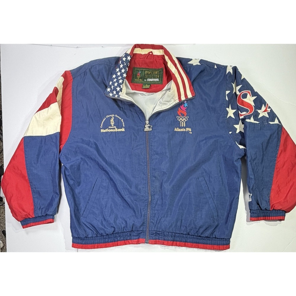 Vintage 90s Starter Atlanta 1996 Olympics USA Windbreaker Jacket XL